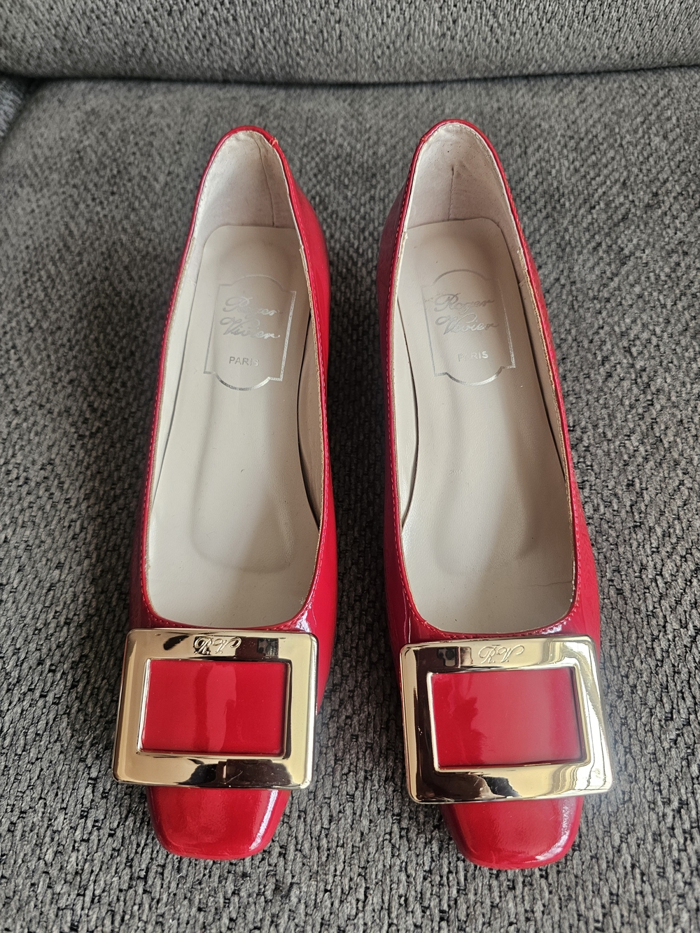 Roger Vivier Red Patent Buckle Flats